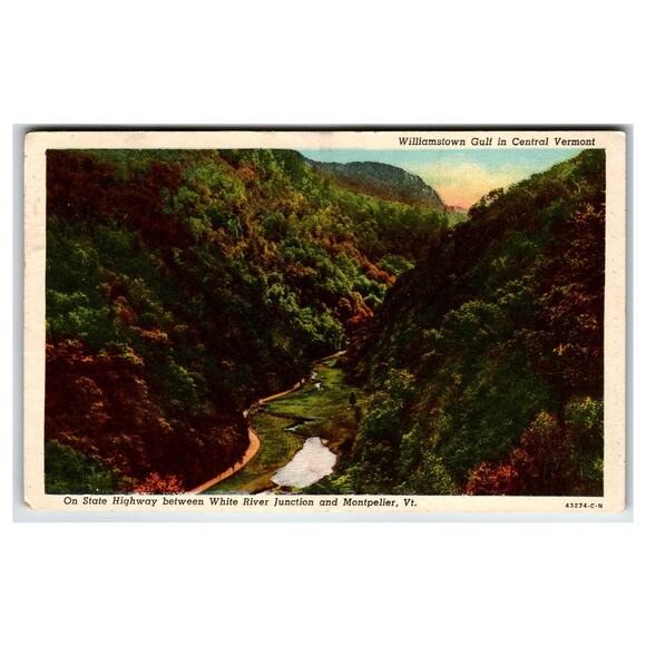Postcards Other - 1935 Williamstown Gult Central Vermont Scenic State Highway Postcard